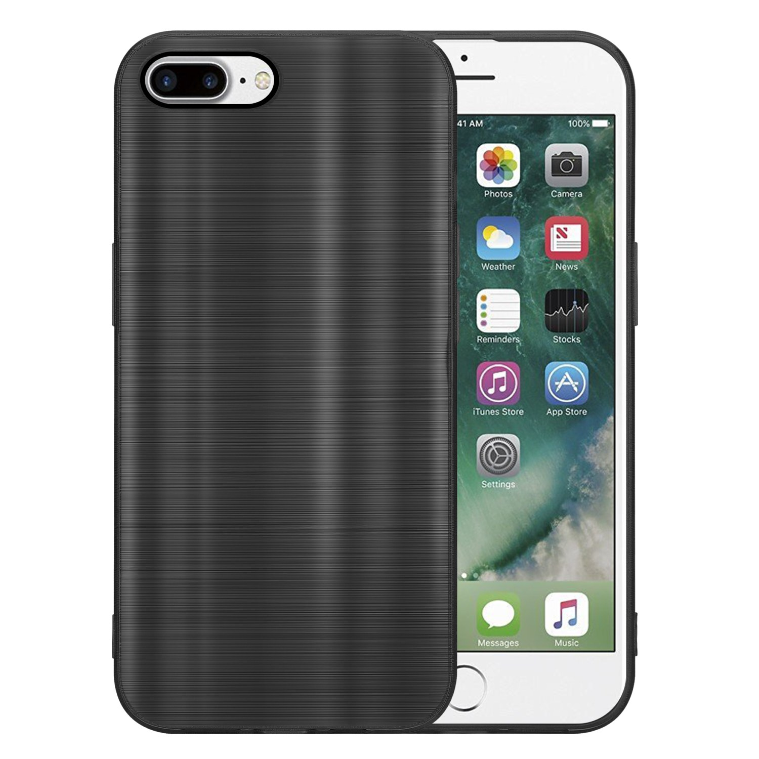 Brushed PLUS 7S 8 Design, 7 PLUS, Backcover, CADORABO iPhone Hülle mit Apple, / Schwarz Kameraschutz PLUS Brushed /