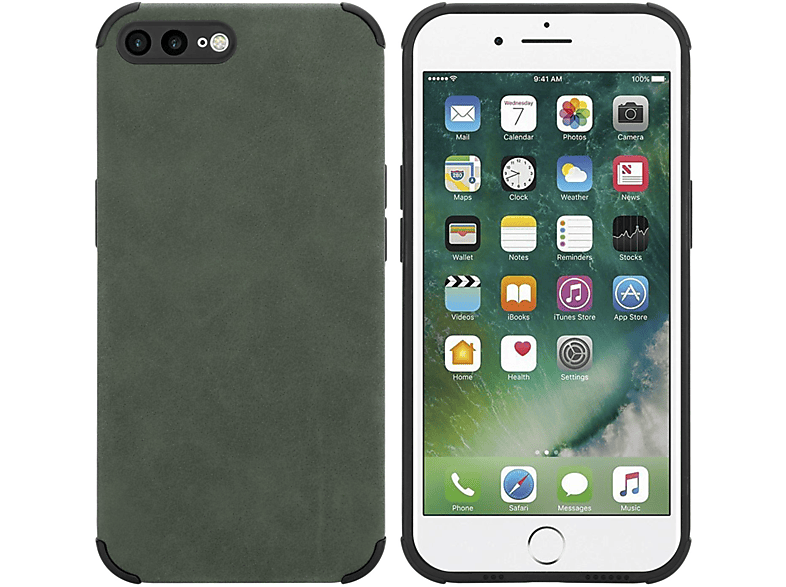 CADORABO Hülle aus TPU Silikon mit edler Kunst-Wildleder Rückseite, Backcover, Apple, iPhone 7 PLUS / 7S PLUS / 8 PLUS, Smaragd Grün