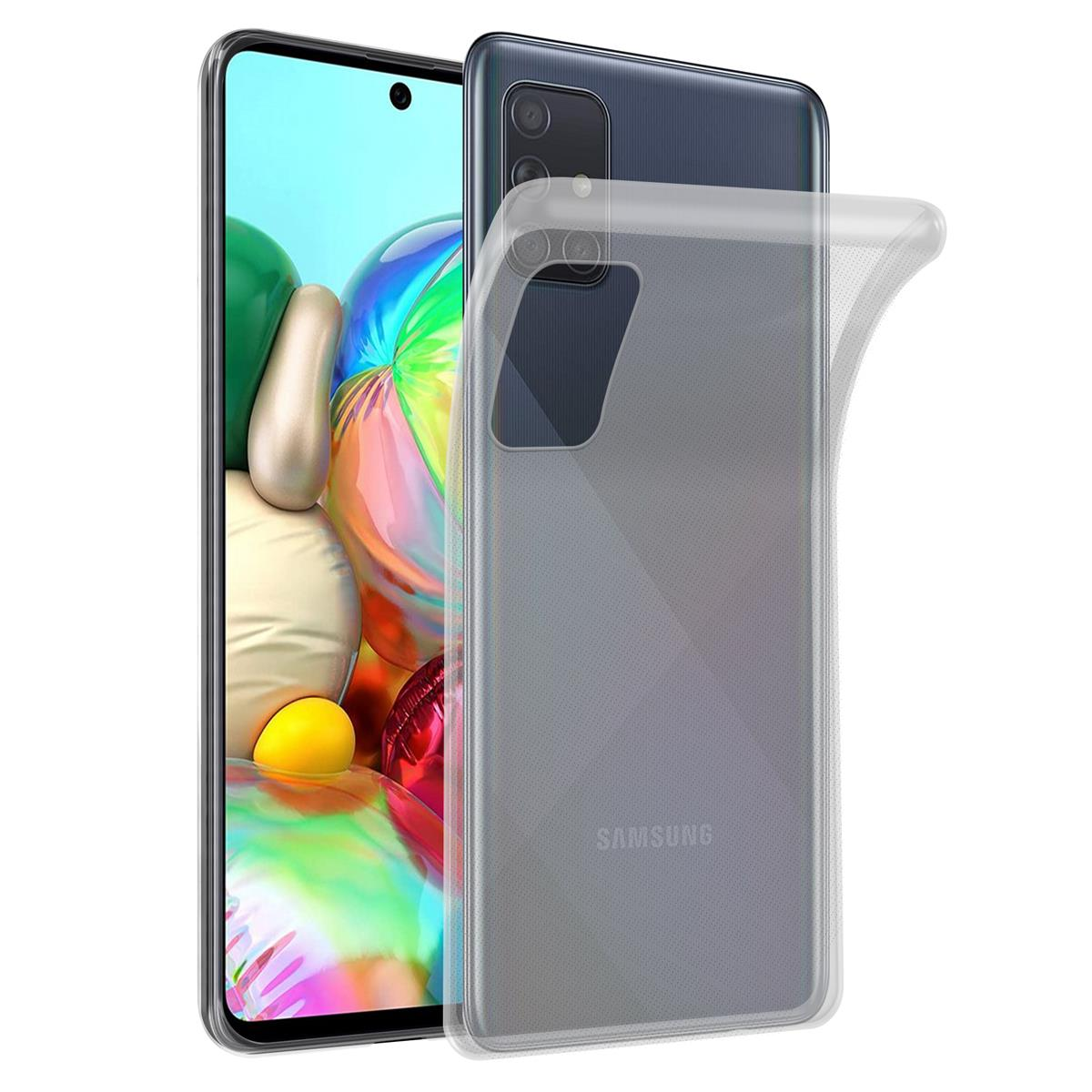 Ein Telefon mit einer durchsichtigen Hülle. Der Hintergrund ist ein Telefon und eine Schutzhülle. Die Hülle ist transparent.