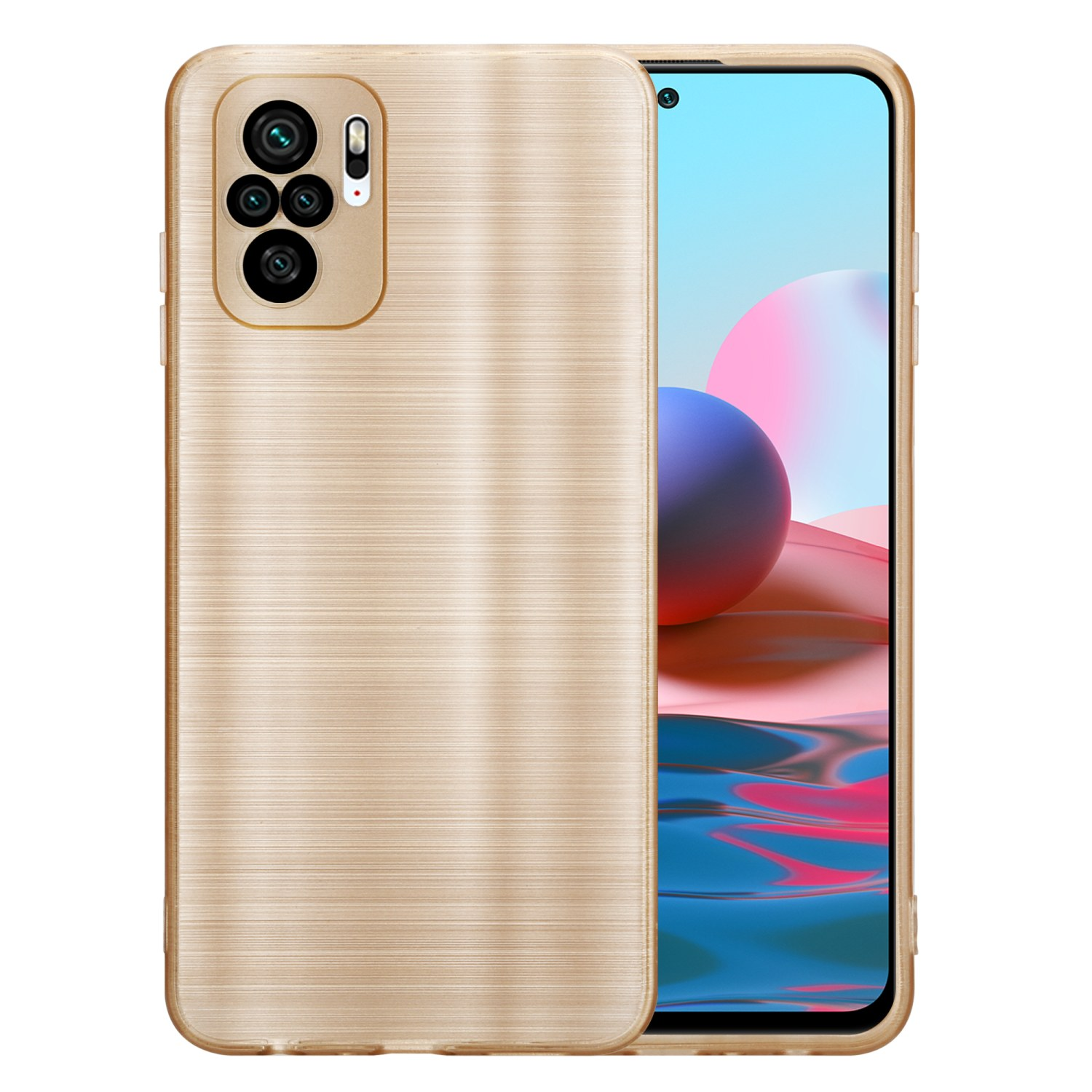 CADORABO Hülle 10 Brushed mit RedMi Design, 4G Brushed RedMi Kameraschutz Xiaomi, / Gold Backcover, NOTE 10S, NOTE