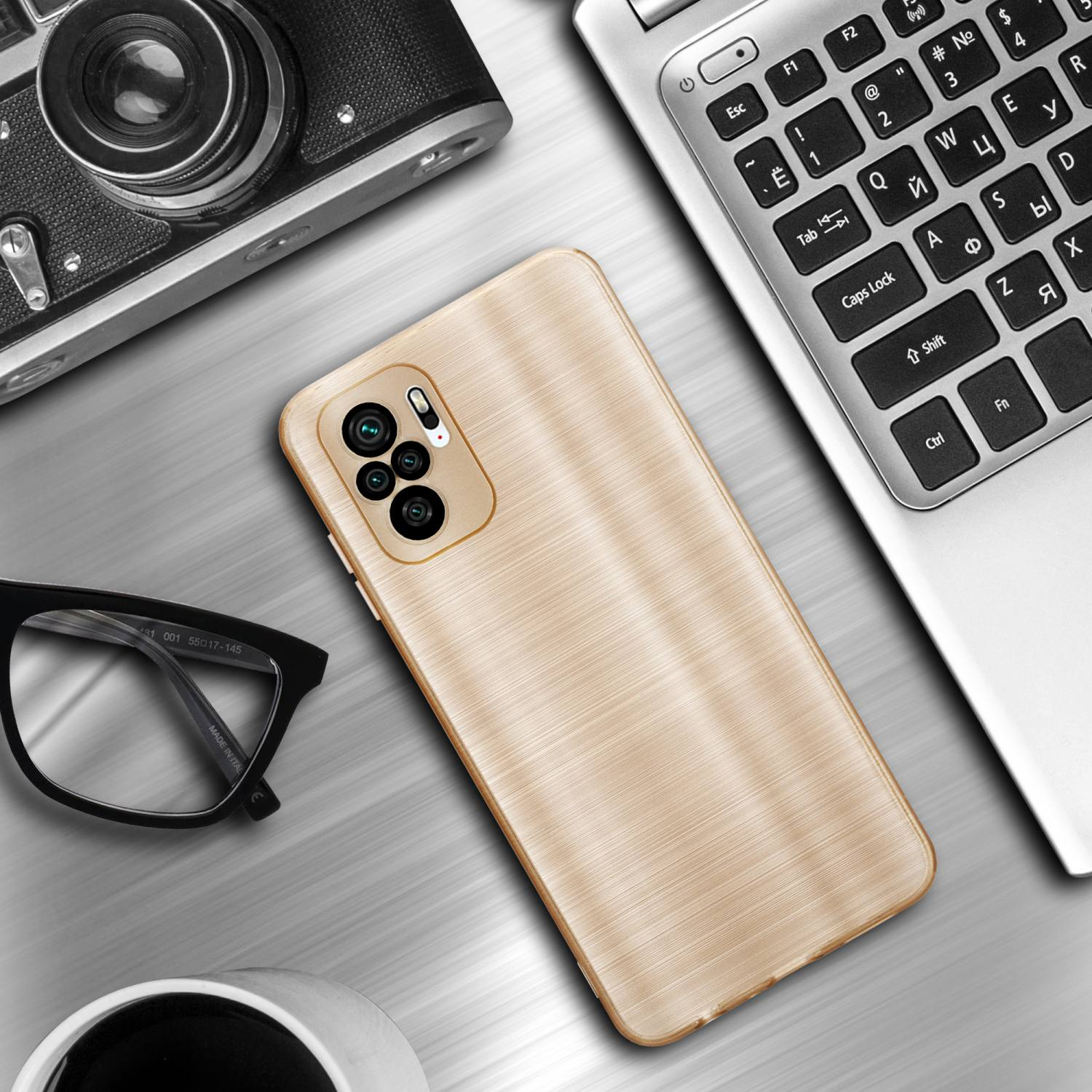 CADORABO Hülle mit Kameraschutz Brushed 10 Brushed Xiaomi, / Gold 4G NOTE 10S, Backcover, RedMi RedMi Design, NOTE