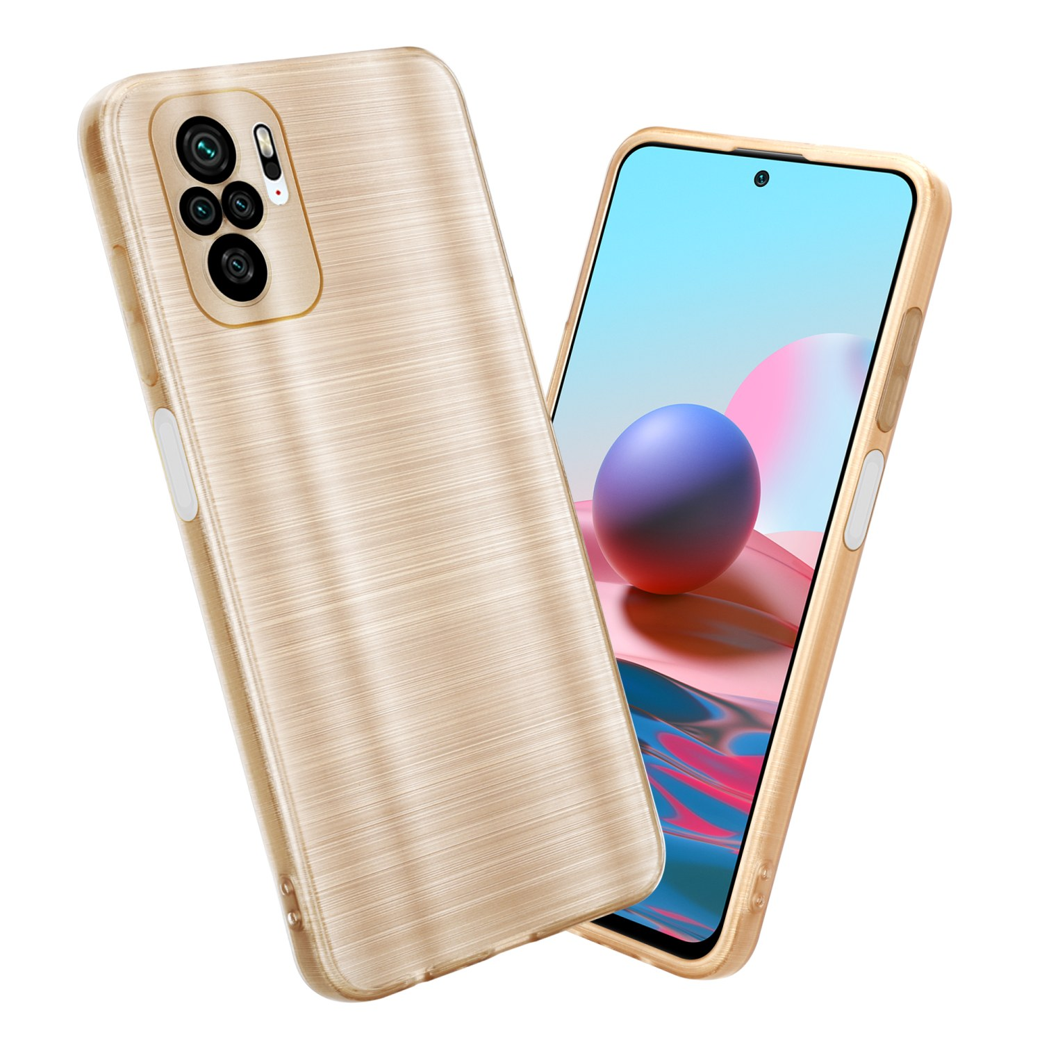 CADORABO Hülle mit 4G Gold / Brushed 10 NOTE Design, RedMi NOTE Kameraschutz Backcover, Brushed Xiaomi, 10S, RedMi