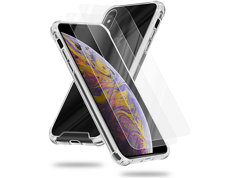 Schutzglas, iPhone TRANSPARENT Hülle Tempered CADORABO XS 2x Apple, und MAX, Backcover,