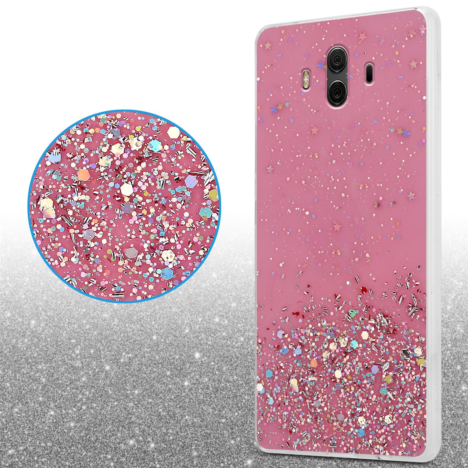 MATE Glitter, Rosa Backcover, funkelnden mit mit / Huawei, Glitter Schutzhülle CADORABO 2i, 10 NOVA