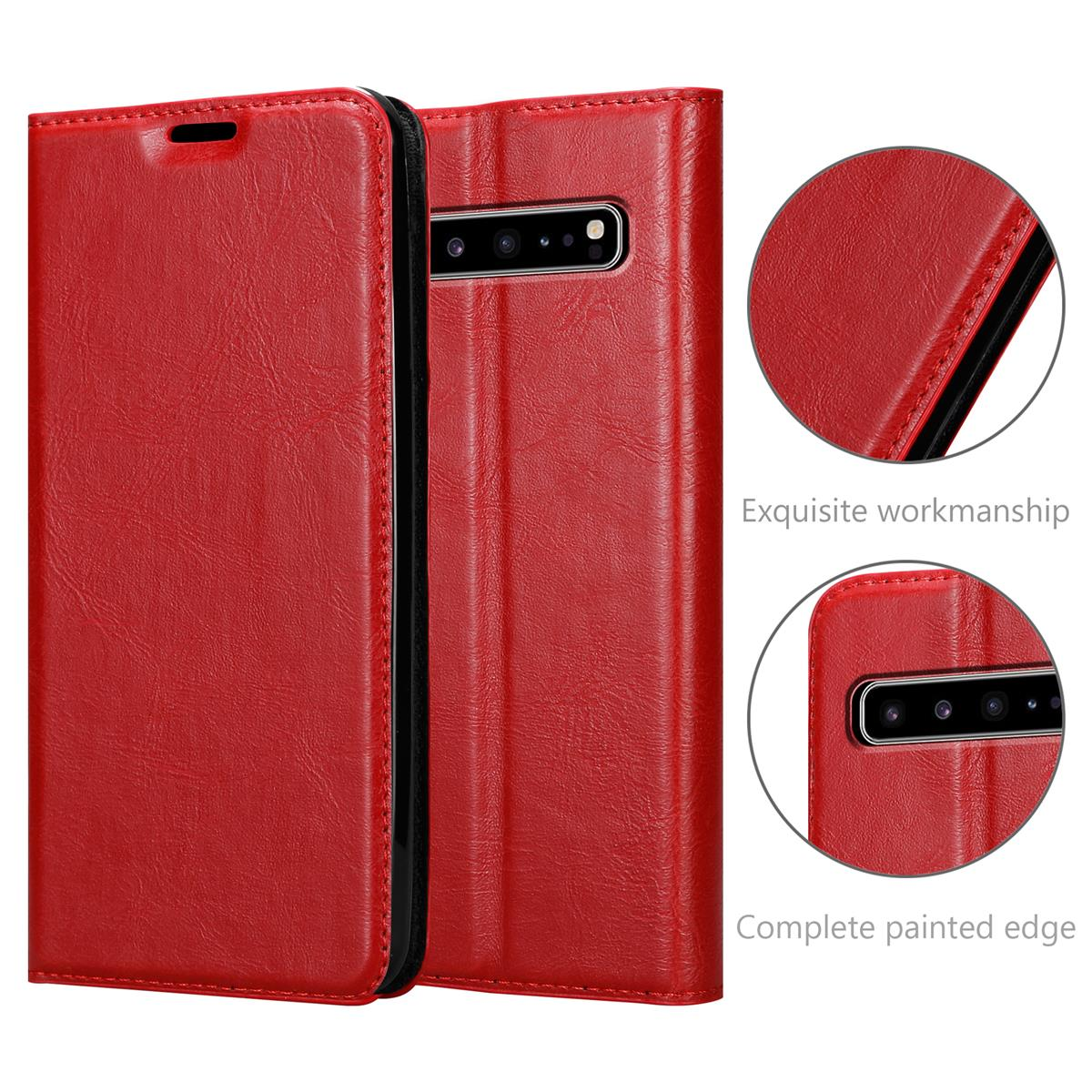 Rote Handyhülle mit roter Abdeckung. Die Handyhülle befindet sich auf weißem Hintergrund.
