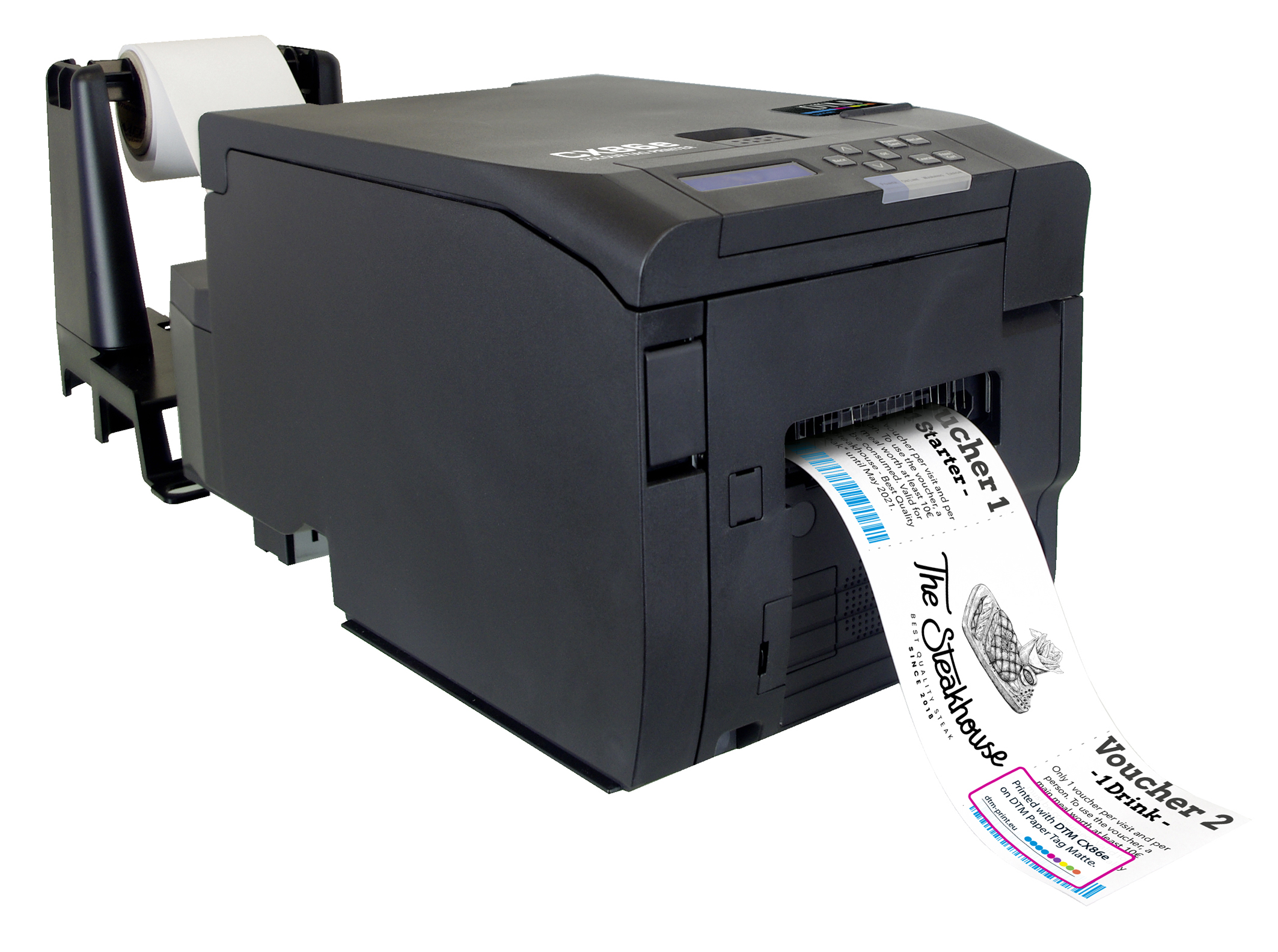 Elektrofotografische Etikettendrucker Printer Netzwerkfähig PRINT drei DTM Label Vollfarb-Drucktechnologie WLAN Labelprinter separaten mit CX86e (CMY) LED-Druckzeilen Farb
