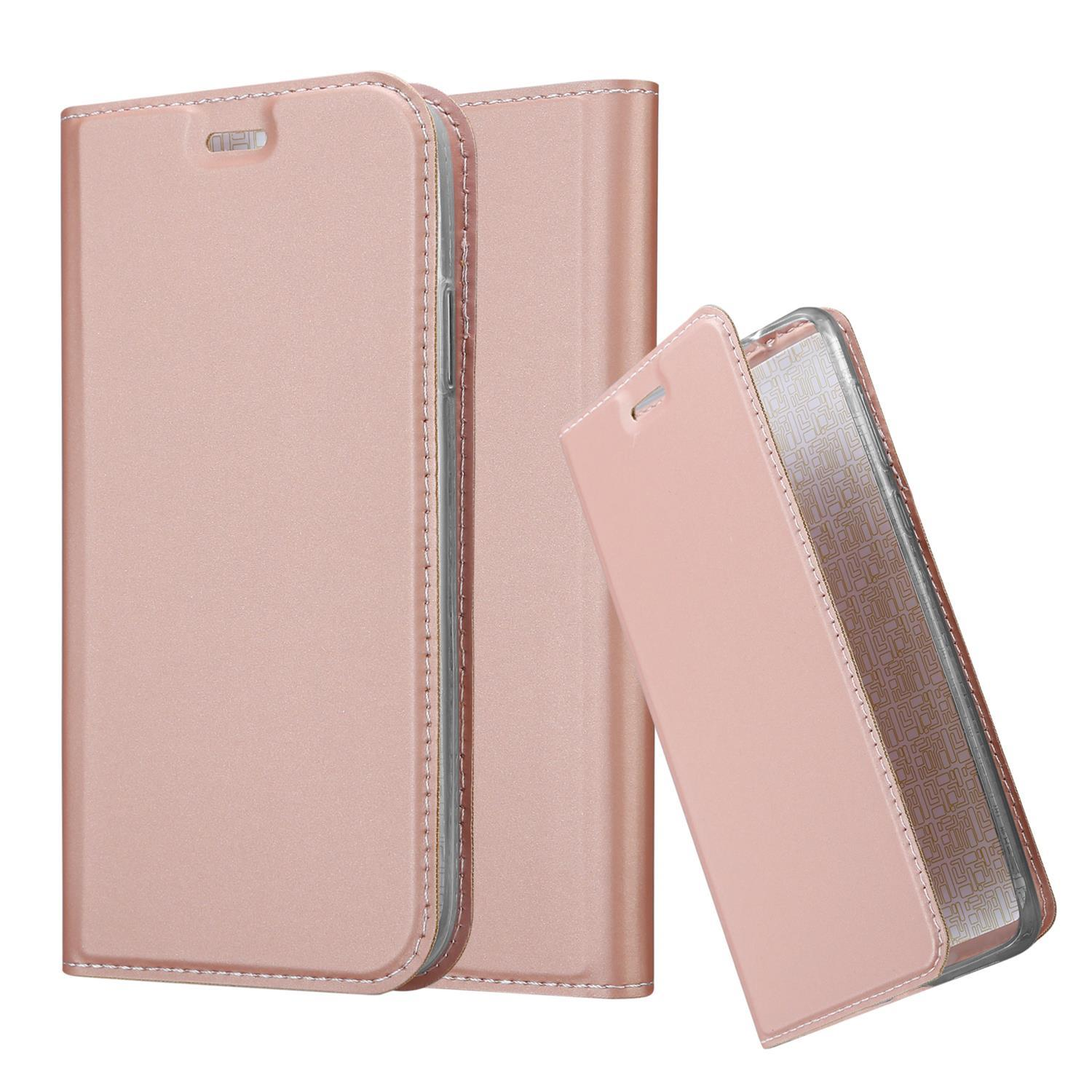 Offene rosa Handyhüllen, Innenansicht. Das Gehäuse besteht aus lederähnlichem Material.