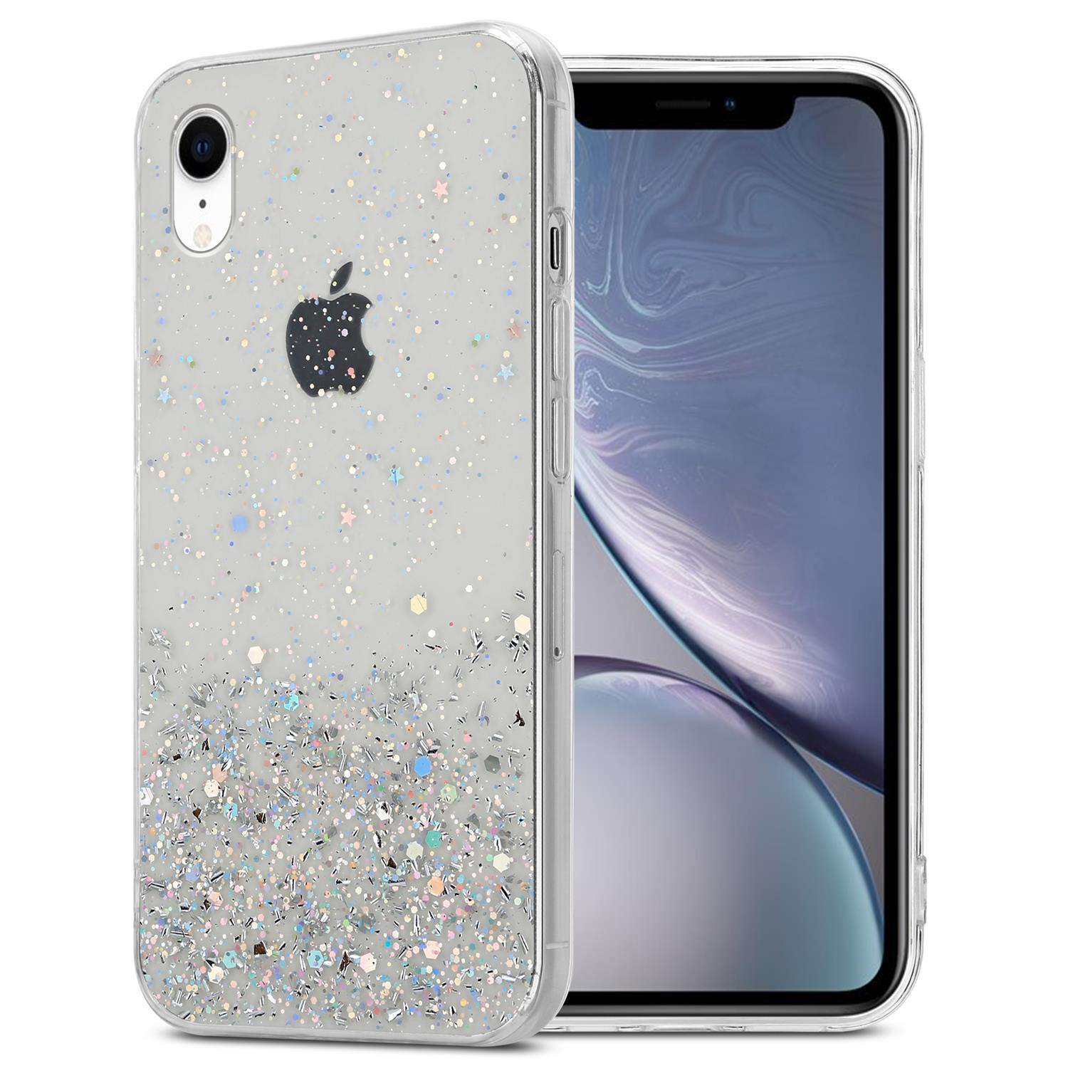 mit Schutzhülle Glitter, Apple, XR, iPhone Transparent mit funkelnden Backcover, CADORABO Glitter