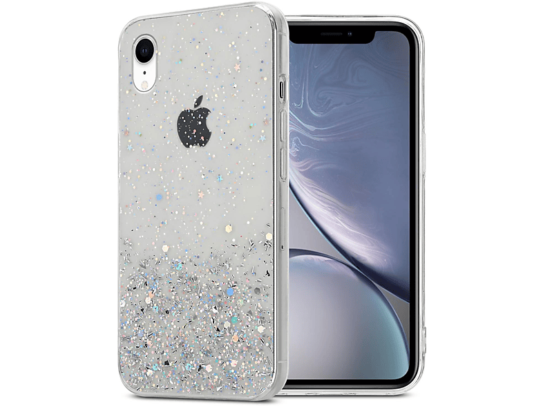 CADORABO Schutzhülle XR, funkelnden mit Apple, Glitter Glitter, iPhone Backcover, mit Transparent