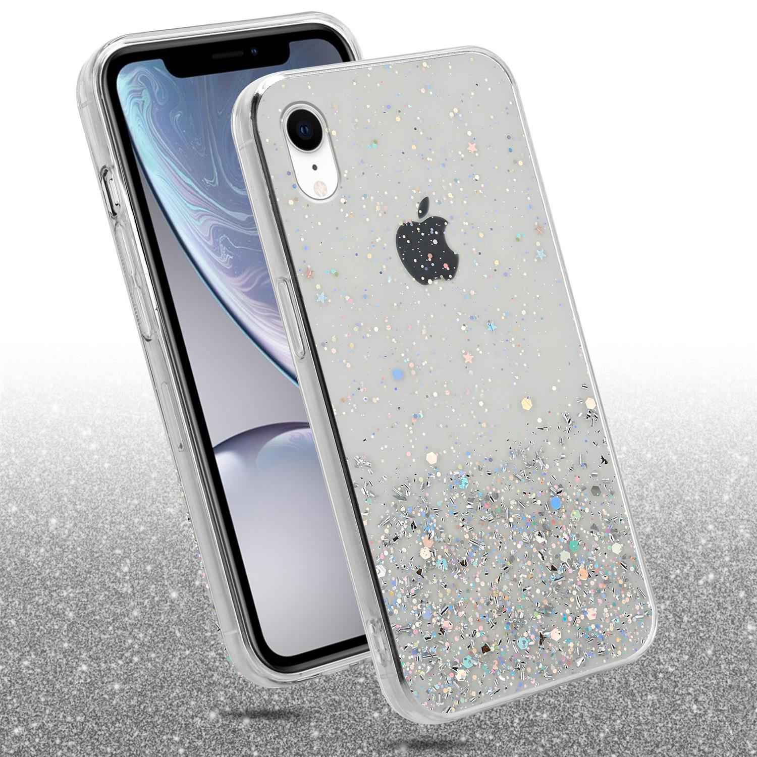 CADORABO XR, Backcover, Schutzhülle mit iPhone Glitter, Glitter mit Transparent funkelnden Apple,