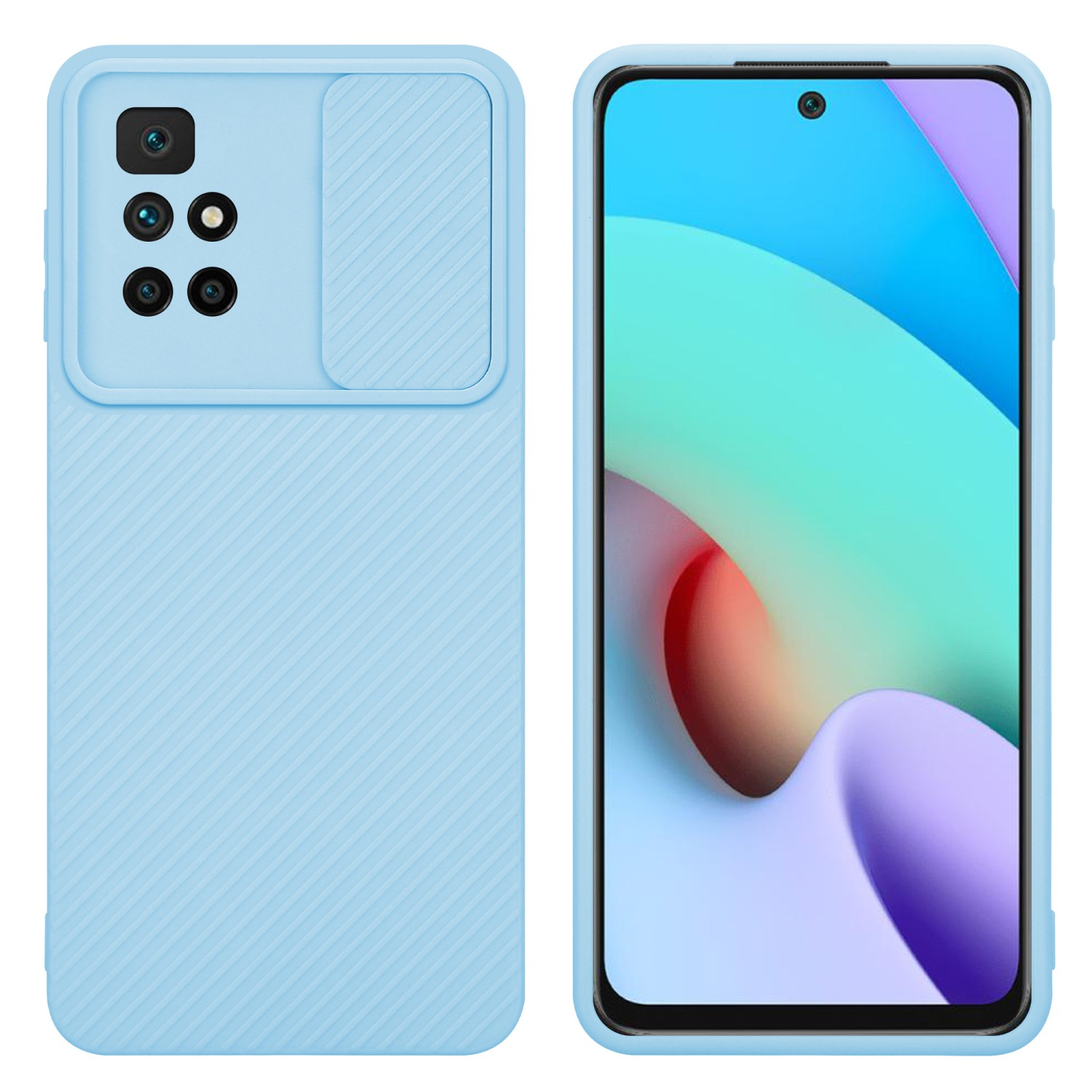 mit RedMi Kameraschutz, Blau Bonbon Backcover, 10, Hülle Xiaomi, CADORABO Hell