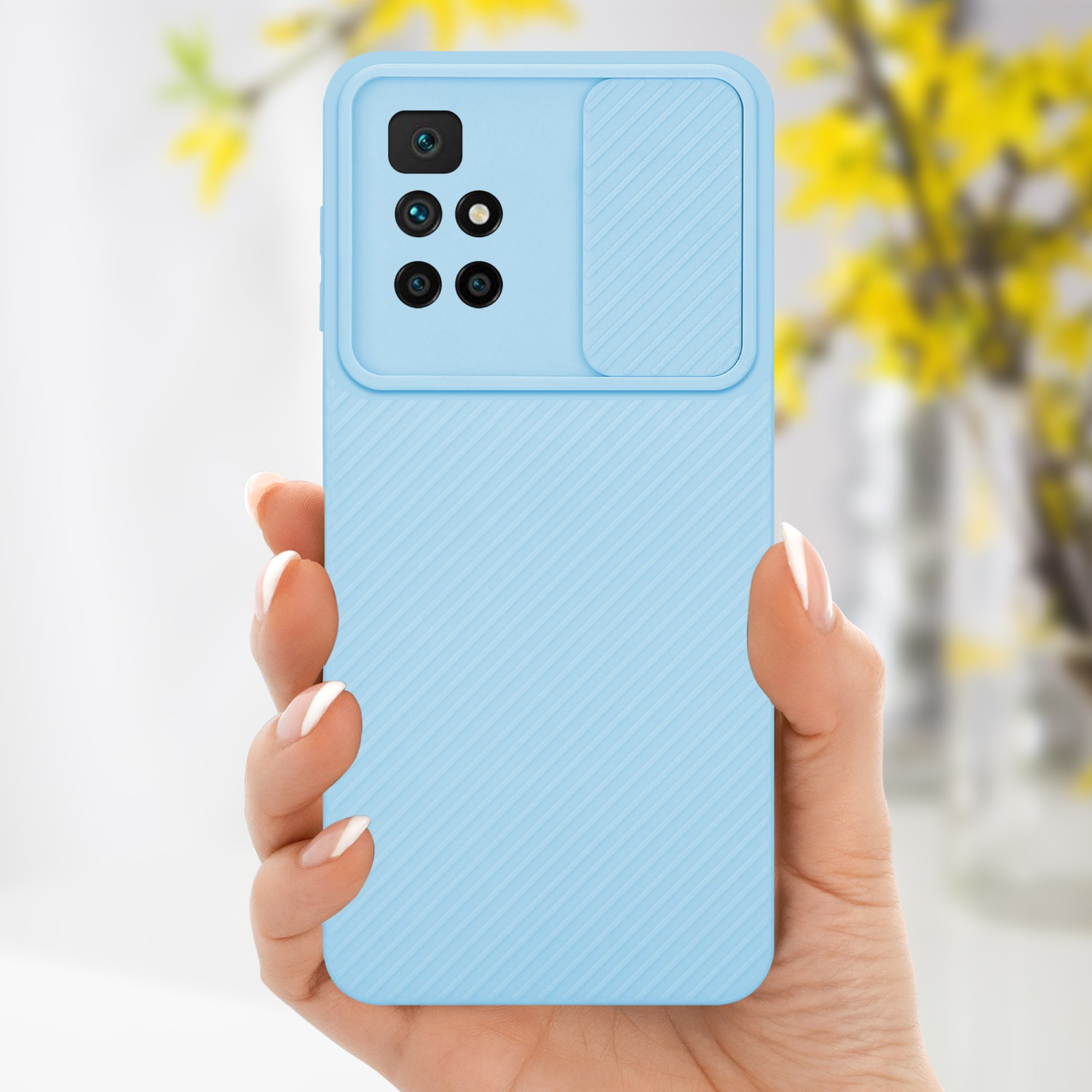 mit RedMi Kameraschutz, Blau Bonbon Backcover, 10, Hülle Xiaomi, CADORABO Hell