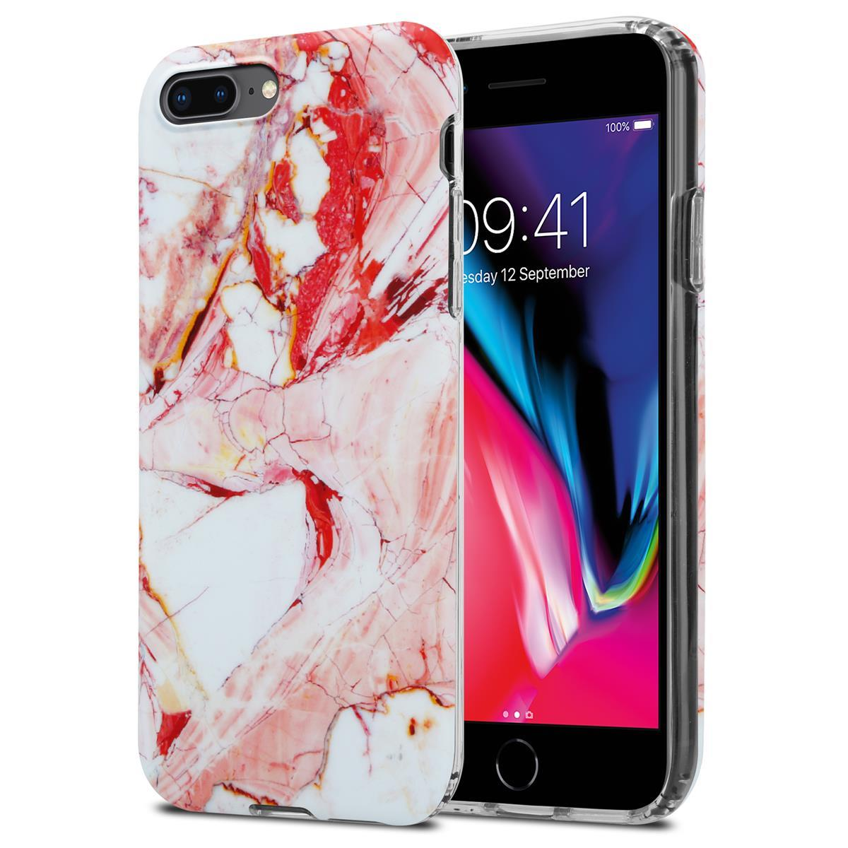 iPhone 20 PLUS, No. 8 Bunter Hülle Weiß Marmor 7 CADORABO Backcover, Apple, / / PLUS IMD Rosa PLUS 7S TPU Marmor,