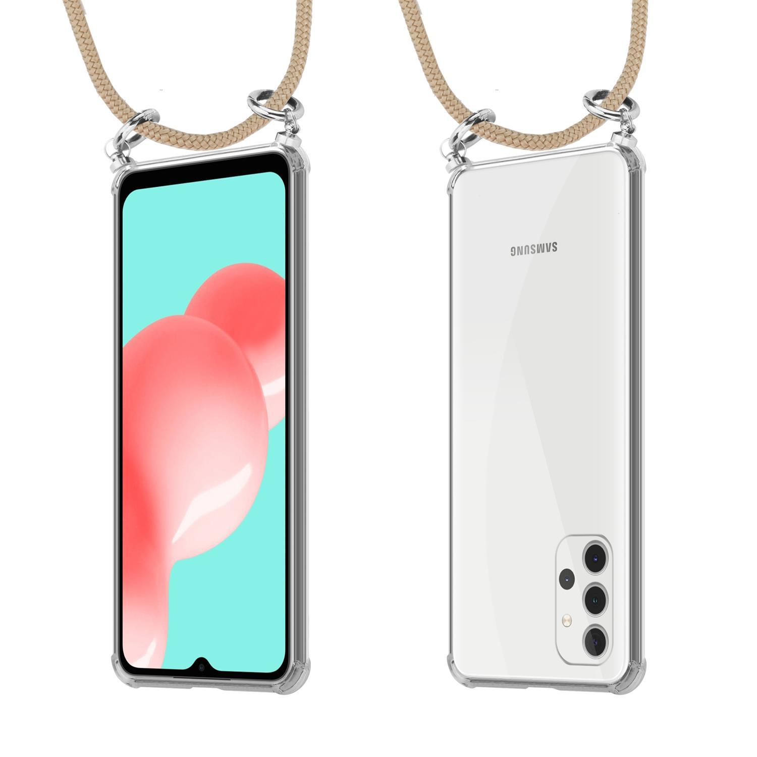 Zwei Smartphones mit Hüllen, eines zeigt einen rosa Klecks, das andere das Samsung-Logo und die Kamera.