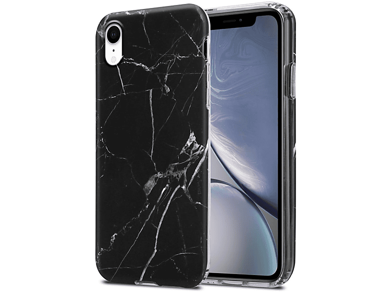CADORABO Hülle Apple, iPhone Weiß TPU Backcover, 22 Marmor Marmor, No. Bunter Schwarz IMD XR