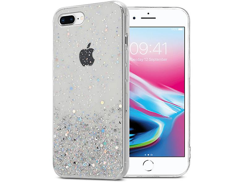 7 funkelnden Glitter, / iPhone mit PLUS Apple, 8 CADORABO PLUS / Transparent 7S mit PLUS, Glitter Schutzhülle Backcover,