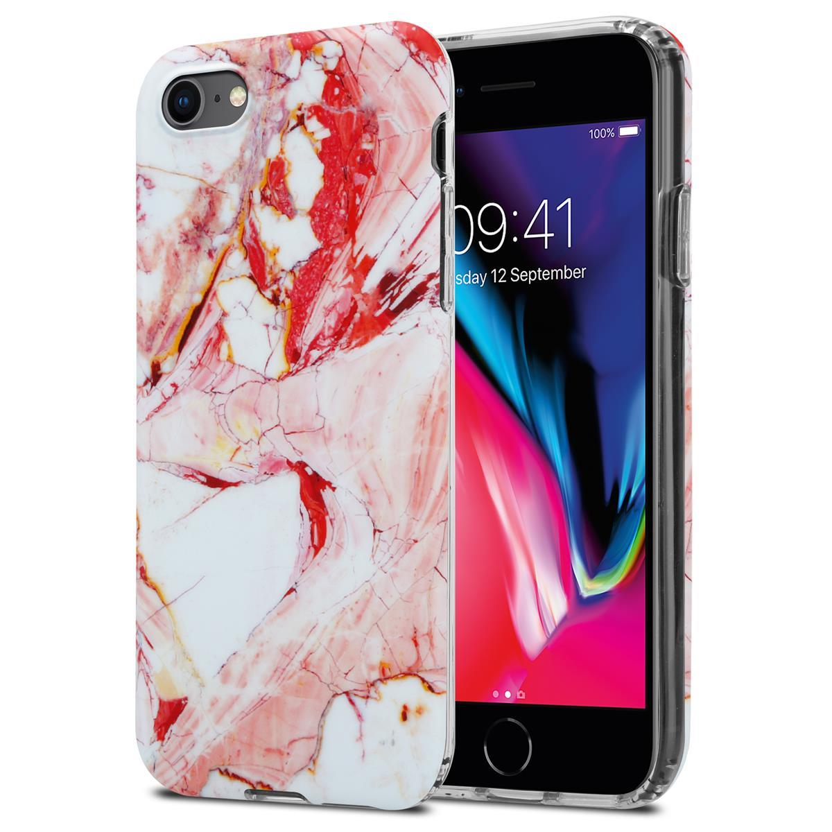 CADORABO Hülle No. Apple, / 8 Backcover, / 20 TPU IMD iPhone Marmor 7 2020, 7S / Weiß Rosa SE Bunter Marmor