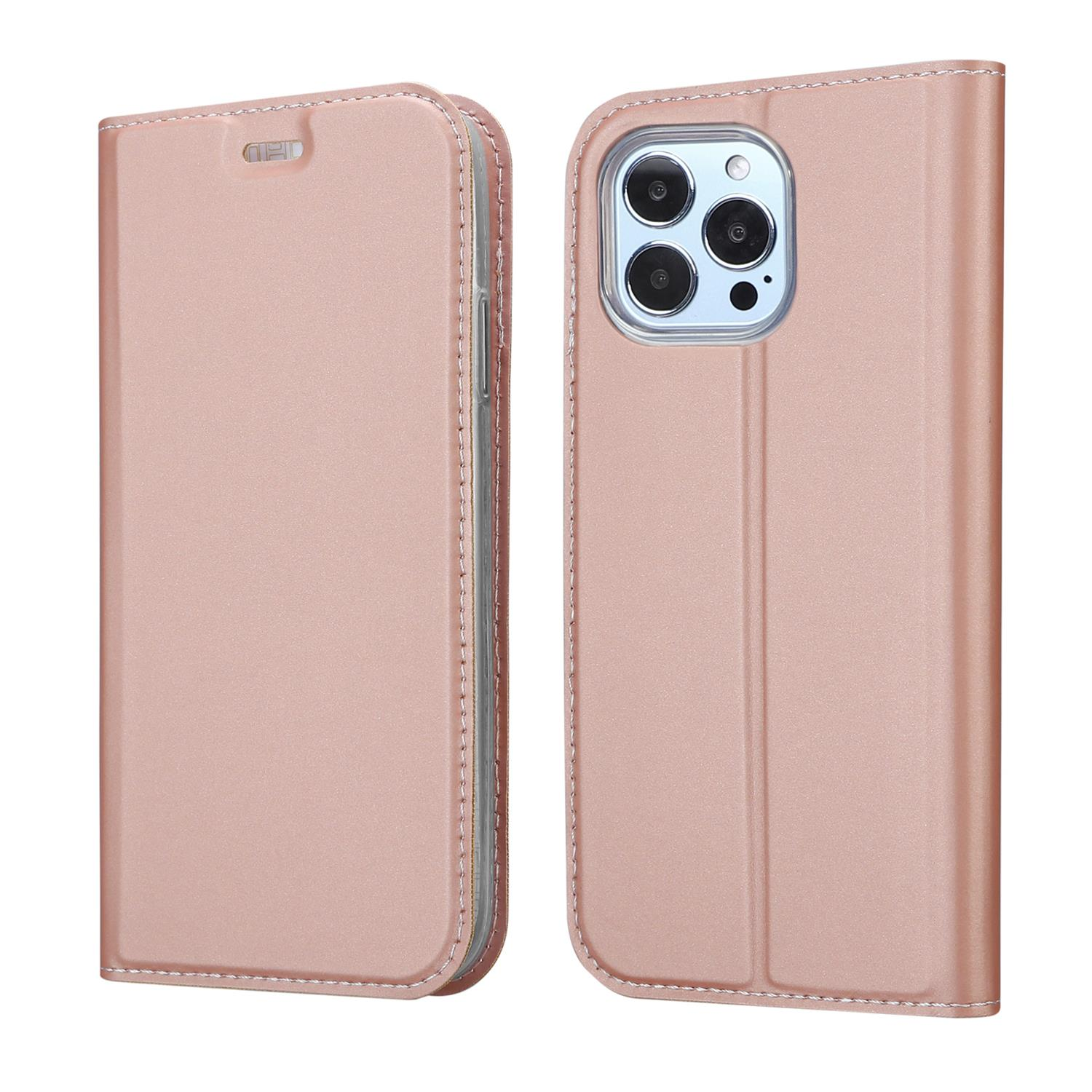 CADORABO Handyhülle Classy MAX, iPhone GOLD Style, CLASSY PRO 13 Apple, ROSÉ Bookcover, Book