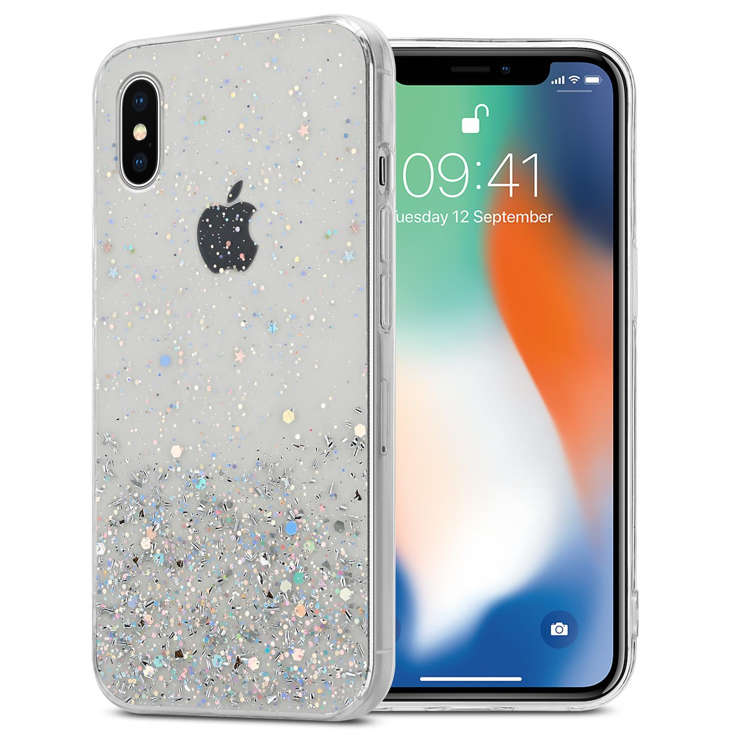 Apple, mit Transparent Backcover, Glitter, CADORABO Glitter iPhone MAX, funkelnden mit XS Schutzhülle