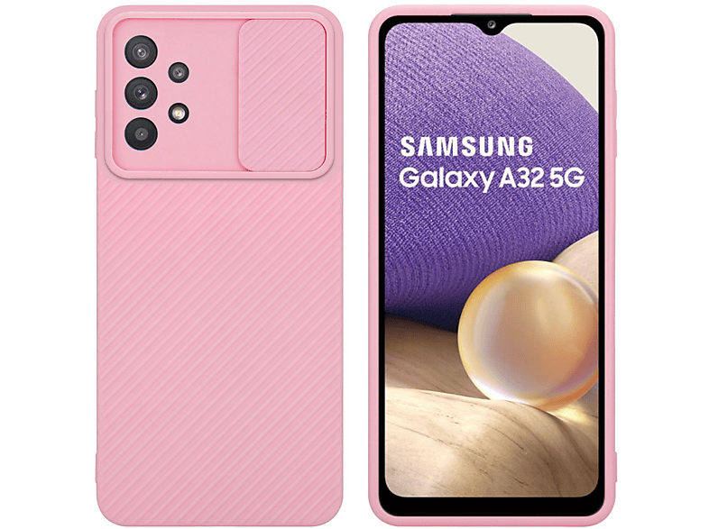 Backcover, Galaxy mit Samsung, CADORABO Hülle A32 Rosa Bonbon Kameraschutz, 5G,