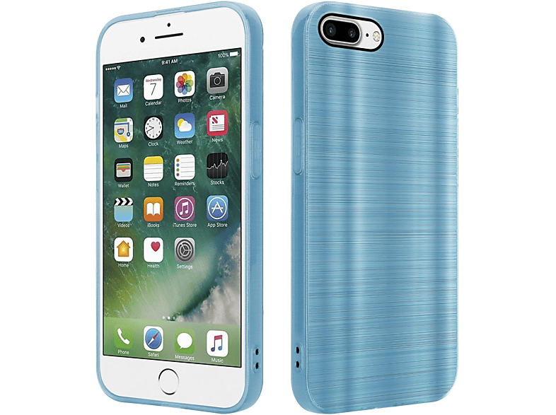 8 PLUS Design, / iPhone Brushed 7S Backcover, mit 7 Hülle Türkis PLUS Apple, / CADORABO PLUS, Kameraschutz Brushed