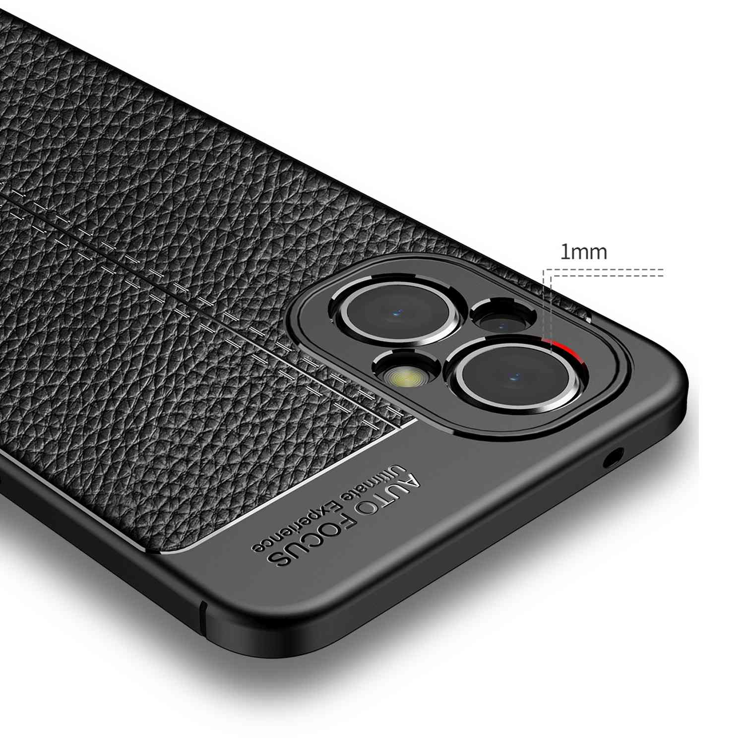 Nord OnePlus, mit Schwarz Backcover, CADORABO Tief Silikon Kunstleder-Applikation, TPU N200 edler Hülle 5G,