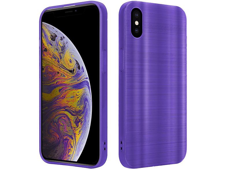 CADORABO Hülle mit Kameraschutz Brushed Design, Backcover, Apple, iPhone XS MAX, Brushed Lila