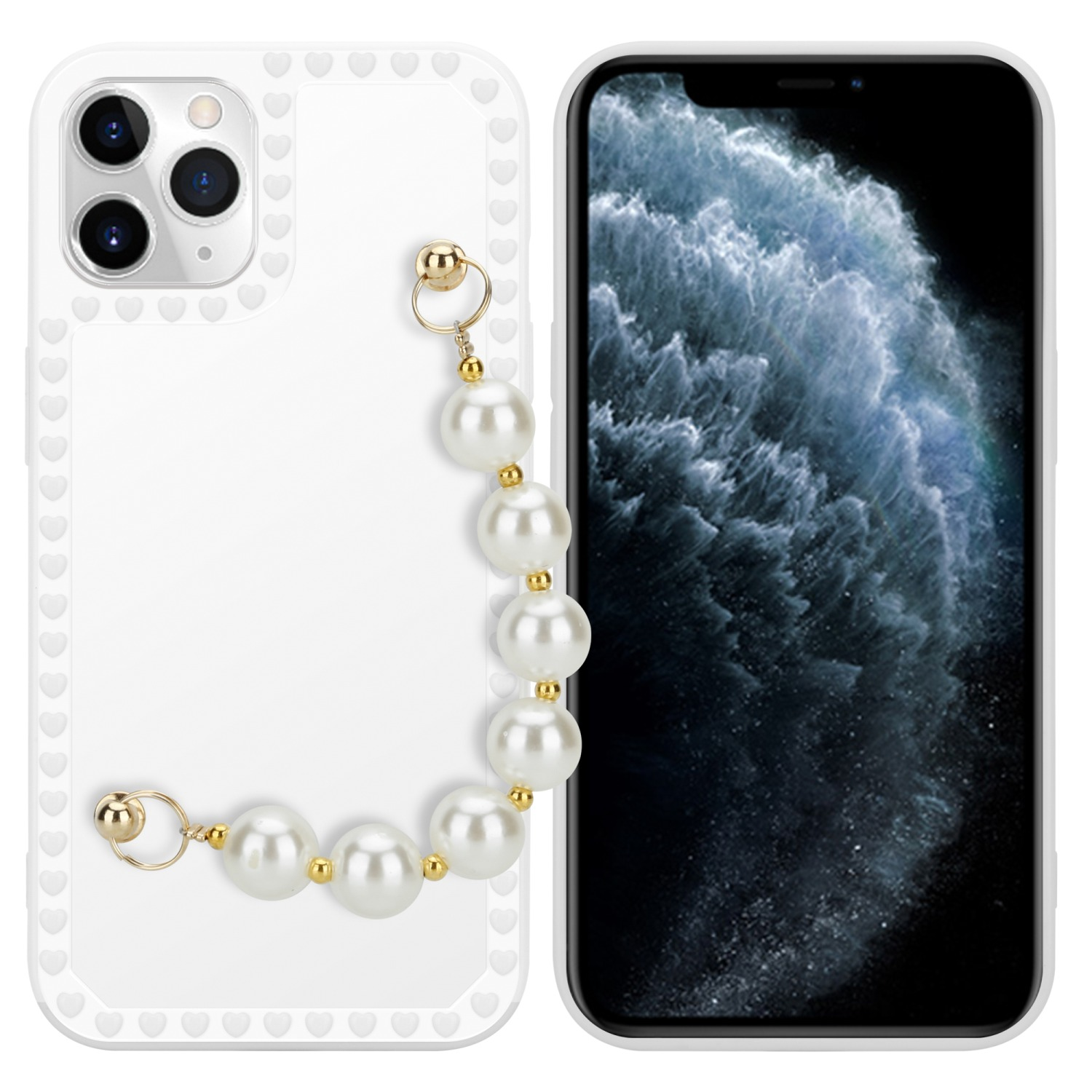 Weiß Schutzhülle Apple, PRO, mit CADORABO mit iPhone Perlen 11 Handgelenk Kette, Backcover,