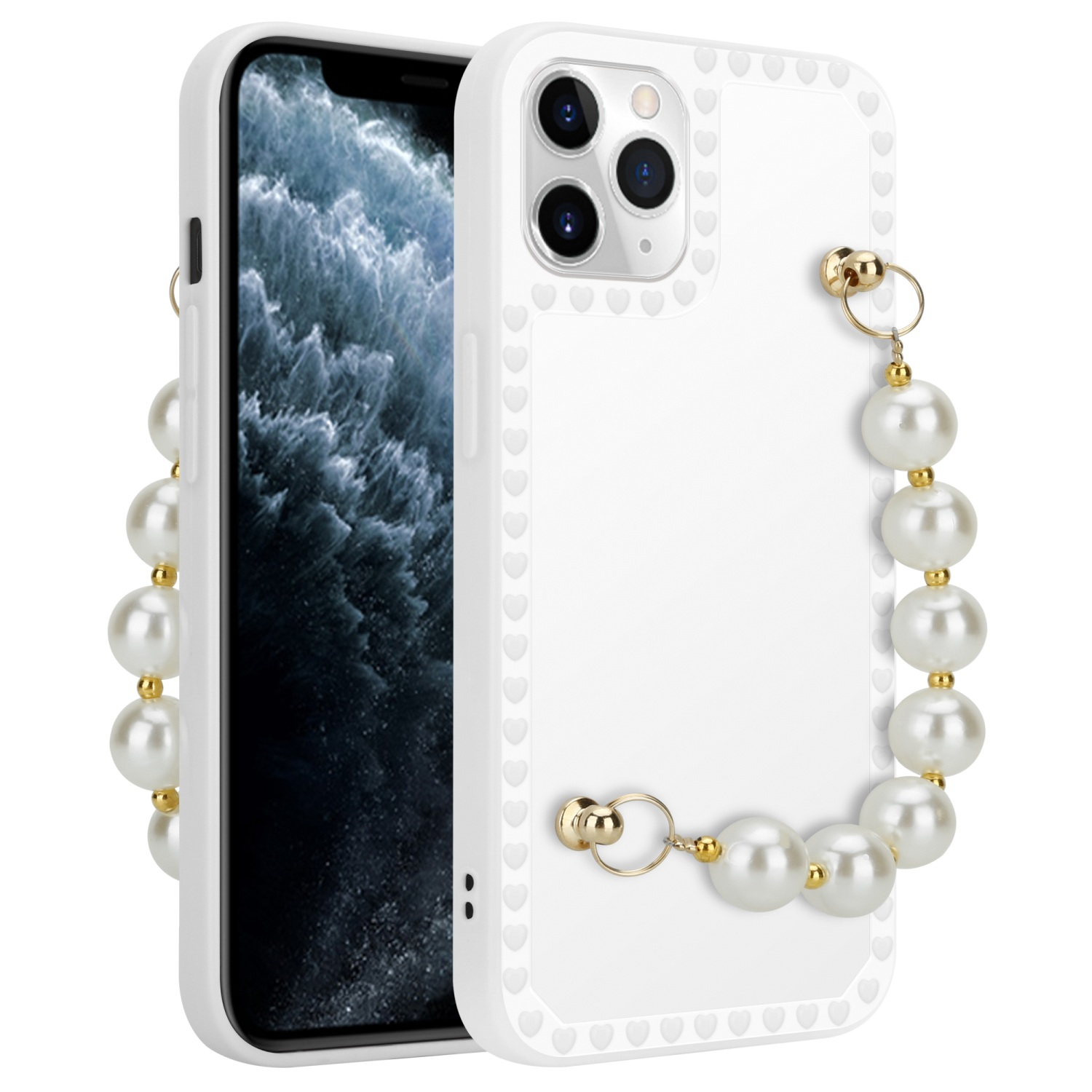 Weiß Schutzhülle Apple, PRO, mit CADORABO mit iPhone Perlen 11 Handgelenk Kette, Backcover,