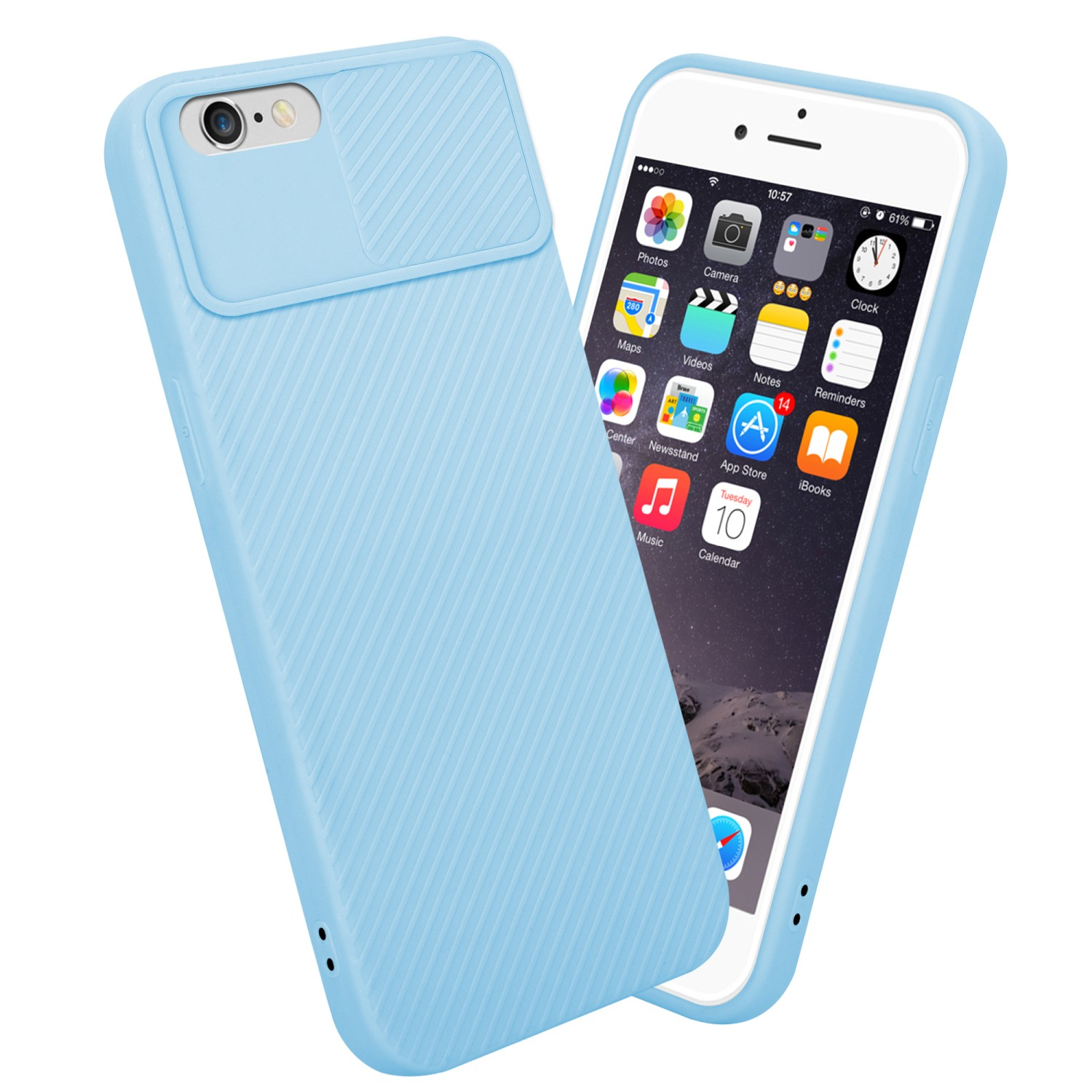 iPhone 6 Hell CADORABO mit PLUS Hülle Kameraschutz, / Backcover, 6S Apple, Bonbon PLUS, Blau