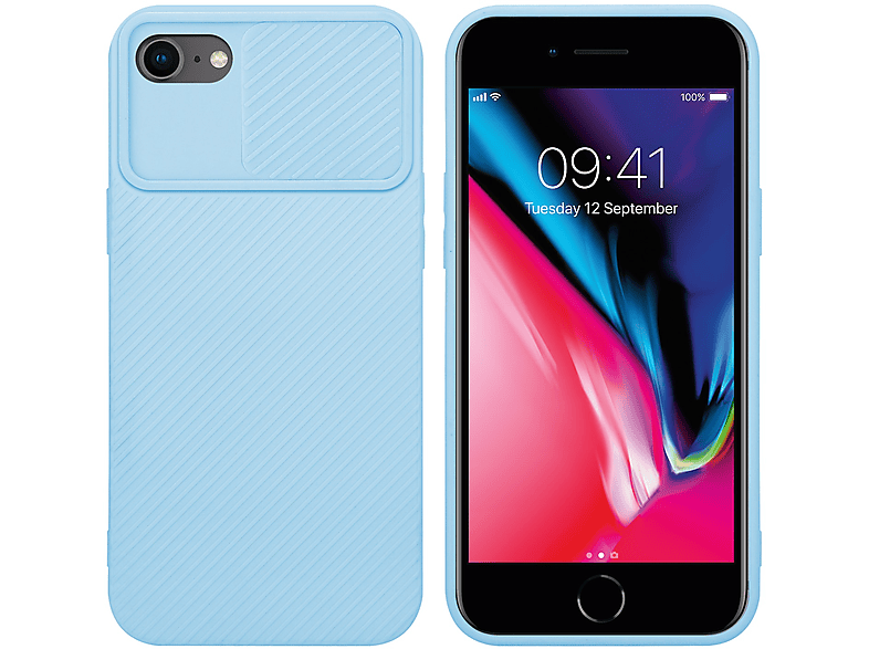 CADORABO Hülle Apple, SE 7S 2020, 8 Backcover, / Blau Bonbon Hell mit 7 / Kameraschutz, / iPhone