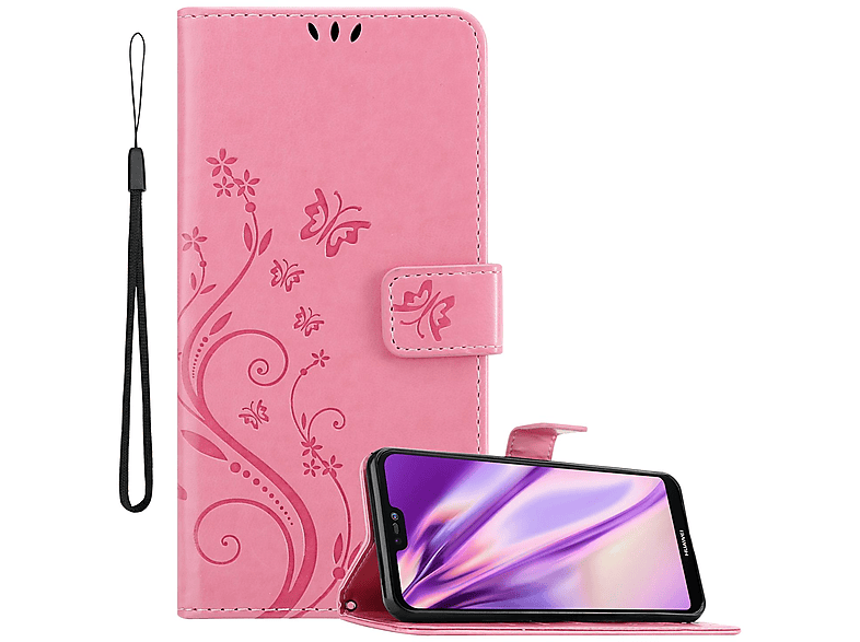 CADORABO Hülle Blumen Muster 2018 Case, Huawei, Bookcover, 3E, FLORAL ROSA P20 / NOVA LITE Flower