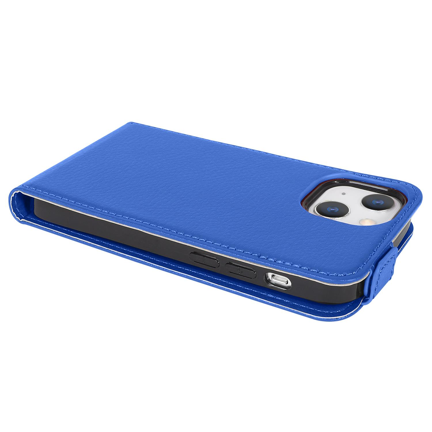 Blaue Handyhülle in offener Position. Das Telefon ist ebenfalls sichtbar.