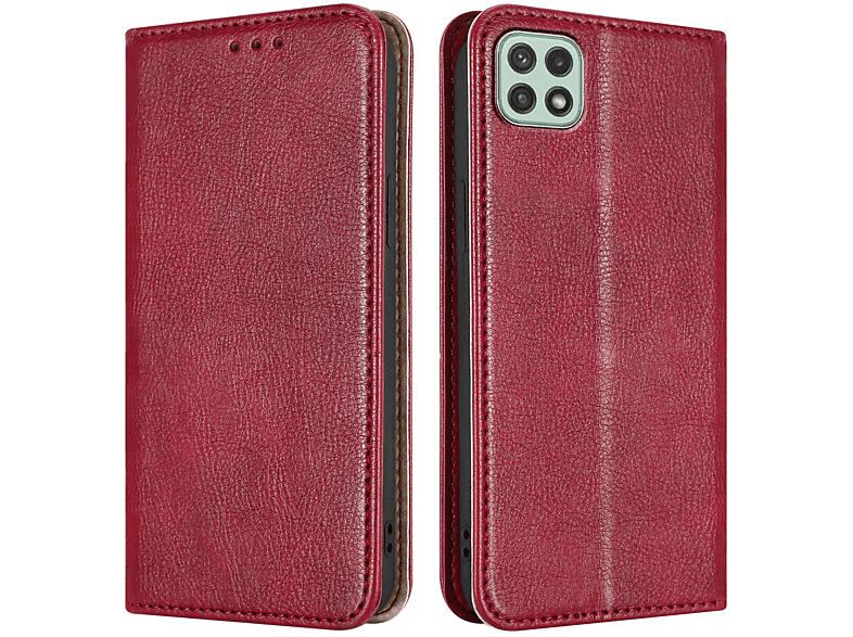 CADORABO Book Hülle mit Magnetverschluss, Standfunktion und Kartenfächer, Bookcover, Samsung, Galaxy A22 5G, EFEU GRÜN