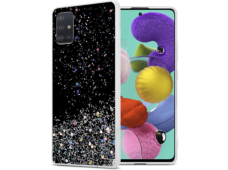 mit Glitter Backcover, Schwarz A51 Glitter, Galaxy CADORABO Schutzhülle Samsung, 5G, mit funkelnden