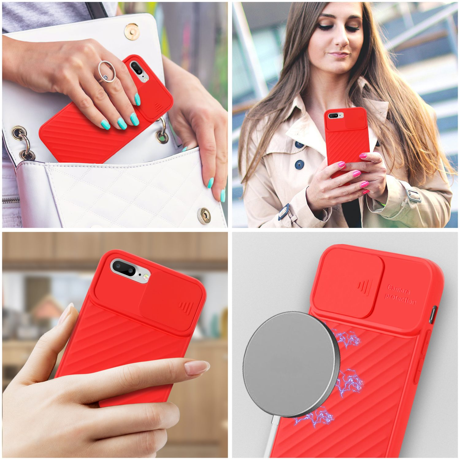 CADORABO Handy 7 / Matt mit iPhone Kameraschutz, 8 Backcover, PLUS / Hülle PLUS PLUS, Rot 7S Apple