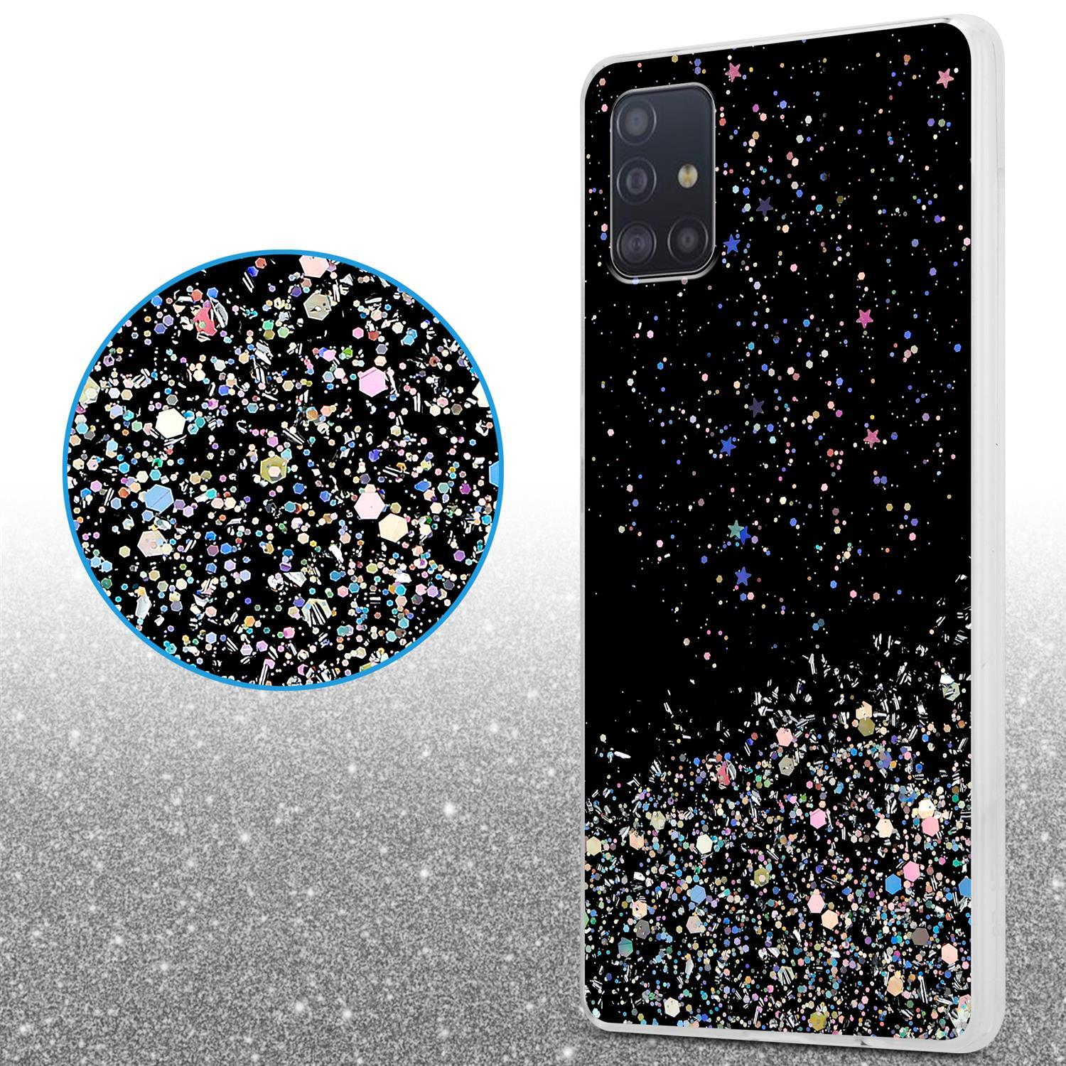Schwarz mit A51 Galaxy Schutzhülle Samsung, Glitter Glitter, Backcover, mit CADORABO funkelnden 5G,