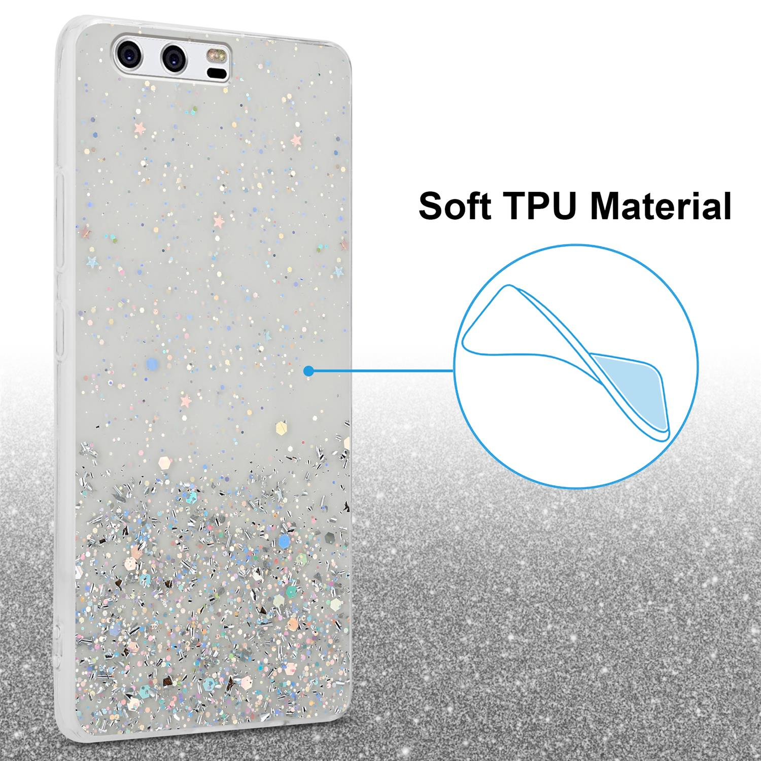 Glitzer-Handyhülle, Telefon, Glitzerhintergrund, Text: Weiches TPU-Material.