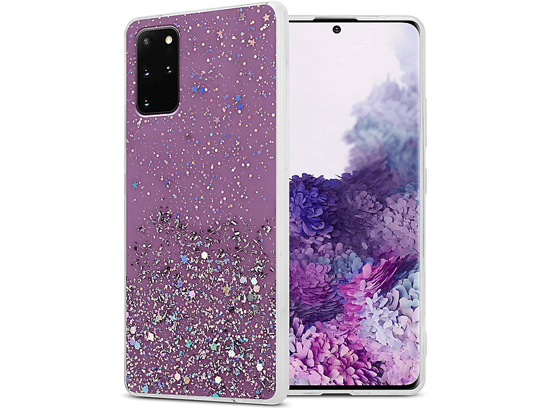 S20 funkelnden Glitter, Backcover, PLUS, Glitter mit Samsung, mit Galaxy Schutzhülle CADORABO Lila