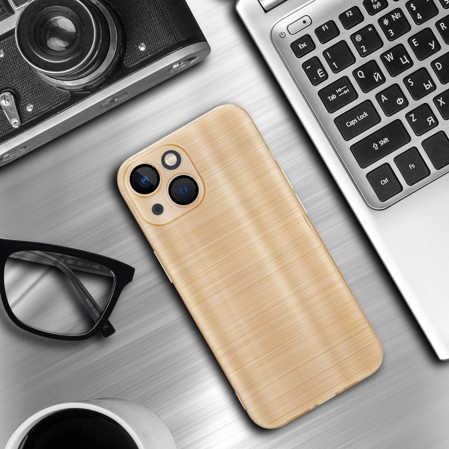 CADORABO Backcover, Design, Brushed Brushed Gold Apple, mit iPhone 13, Hülle Kameraschutz