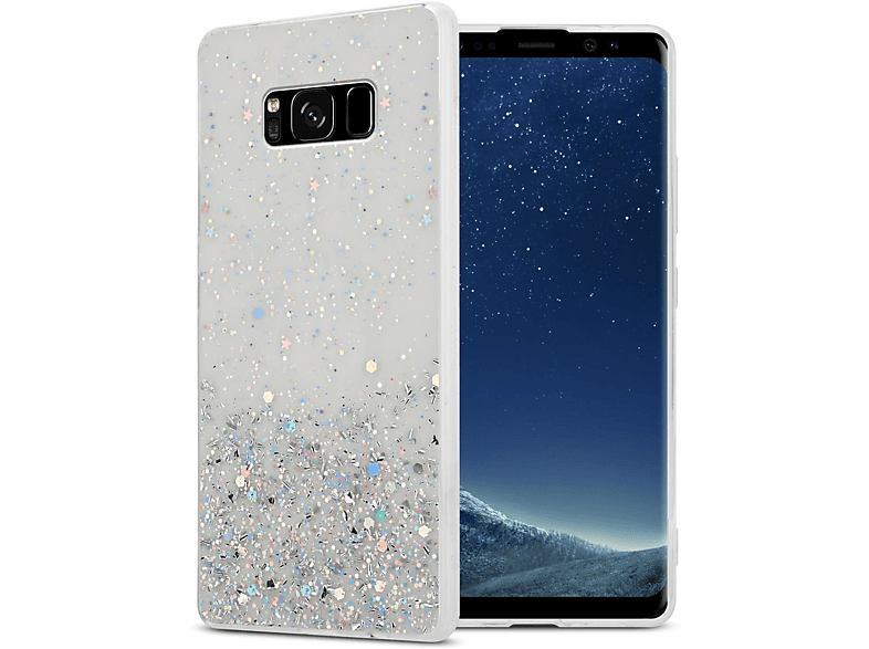 Samsung, Schutzhülle Backcover, Glitter mit mit funkelnden CADORABO Glitter, Galaxy S8, Transparent