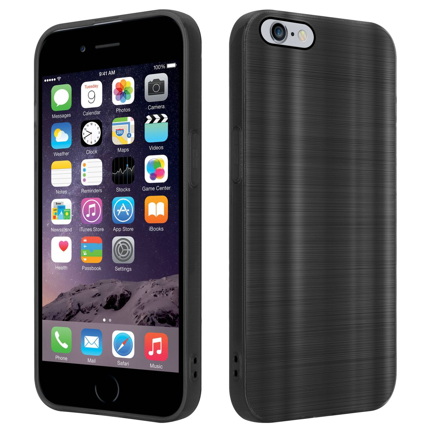 iPhone Brushed Design, Schwarz mit Kameraschutz CADORABO / 6S Hülle Brushed 6 Apple, PLUS, PLUS Backcover,