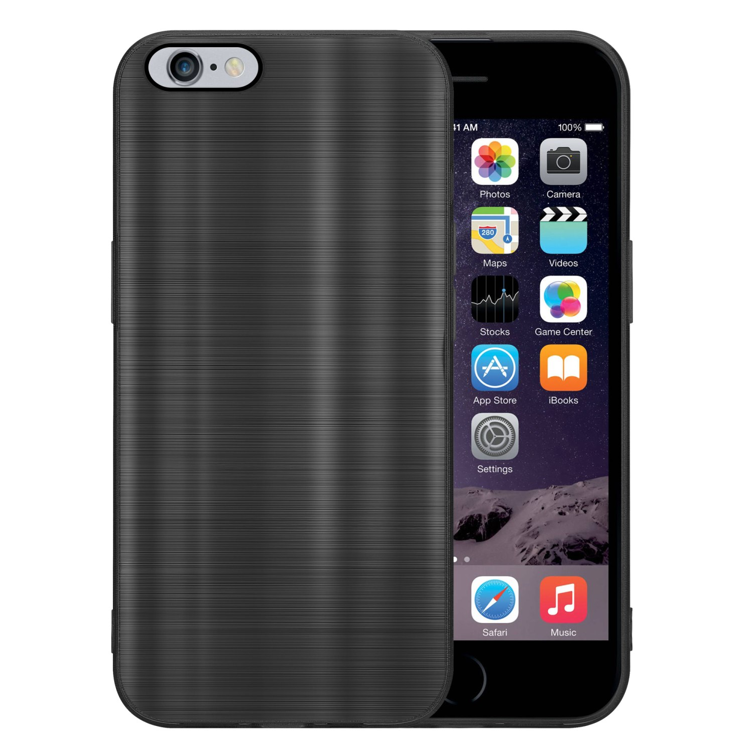 Apple, Brushed / Backcover, Kameraschutz PLUS, Hülle CADORABO Design, iPhone mit Brushed PLUS 6S 6 Schwarz