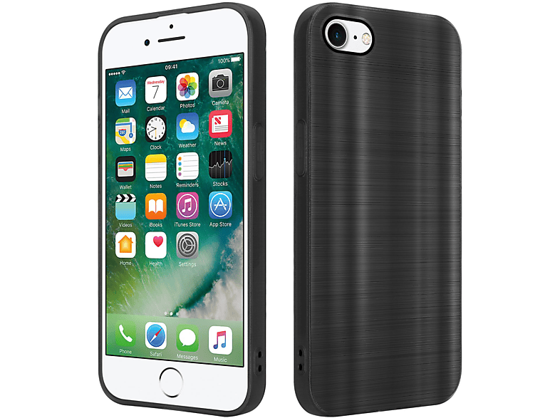 7S / Brushed / iPhone Kameraschutz SE Brushed Backcover, 7 Apple, mit CADORABO / Hülle 8 Design, 2020, Schwarz