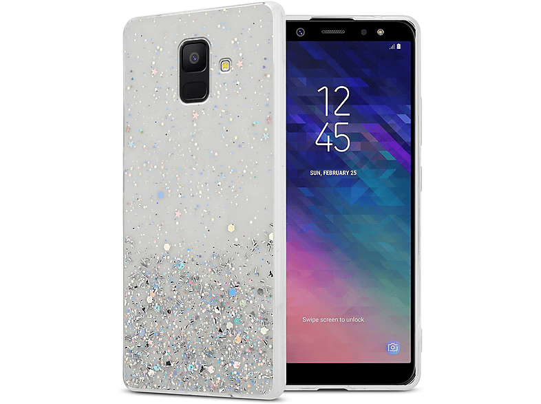 Samsung, Transparent CADORABO mit mit Schutzhülle funkelnden 2018, Galaxy Glitter, Backcover, Glitter A6