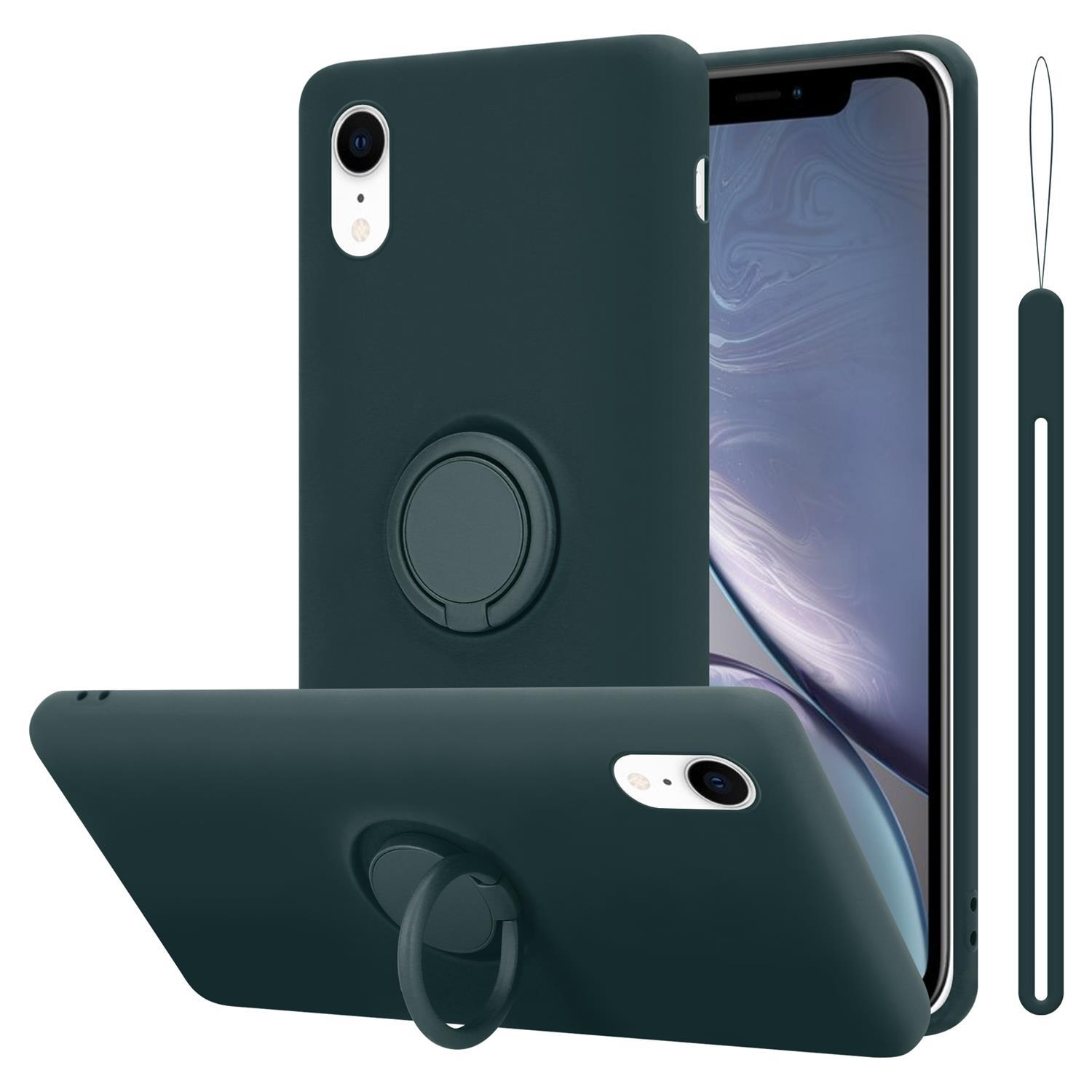 GRÜN im Case Backcover, Hülle XR, iPhone LIQUID Ring Style, CADORABO Apple, Silicone Liquid