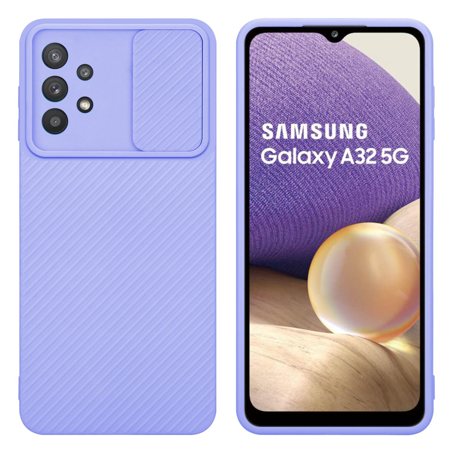 Samsung, Galaxy mit Kameraschutz, 5G, CADORABO A32 Bonbon Hülle Lila Backcover,