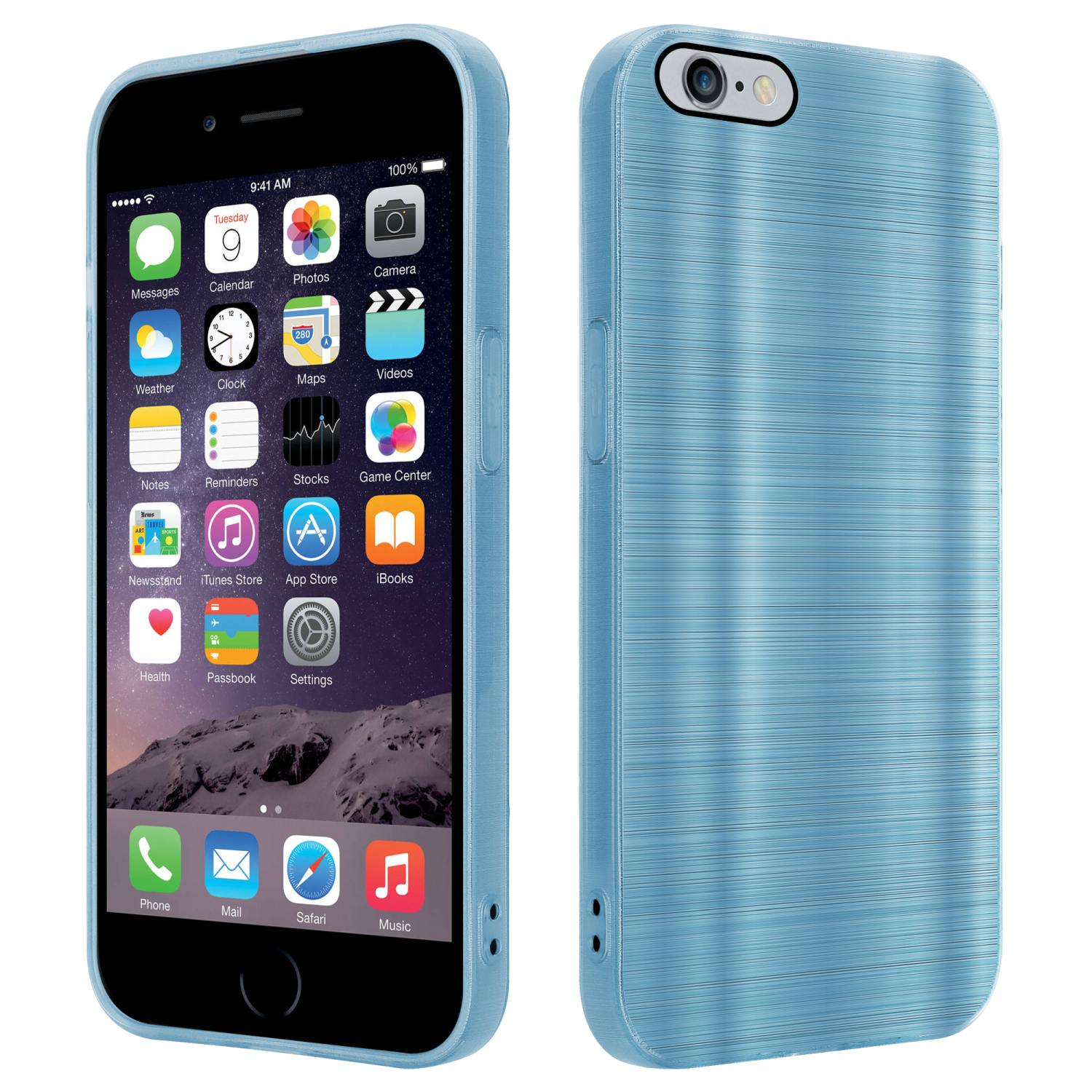 Türkis iPhone mit Brushed PLUS, Design, / CADORABO Hülle 6 Backcover, Kameraschutz Brushed PLUS Apple, 6S