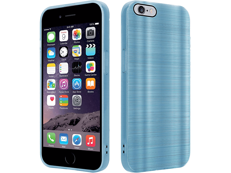 Türkis iPhone mit Brushed PLUS, Design, / CADORABO Hülle 6 Backcover, Kameraschutz Brushed PLUS Apple, 6S