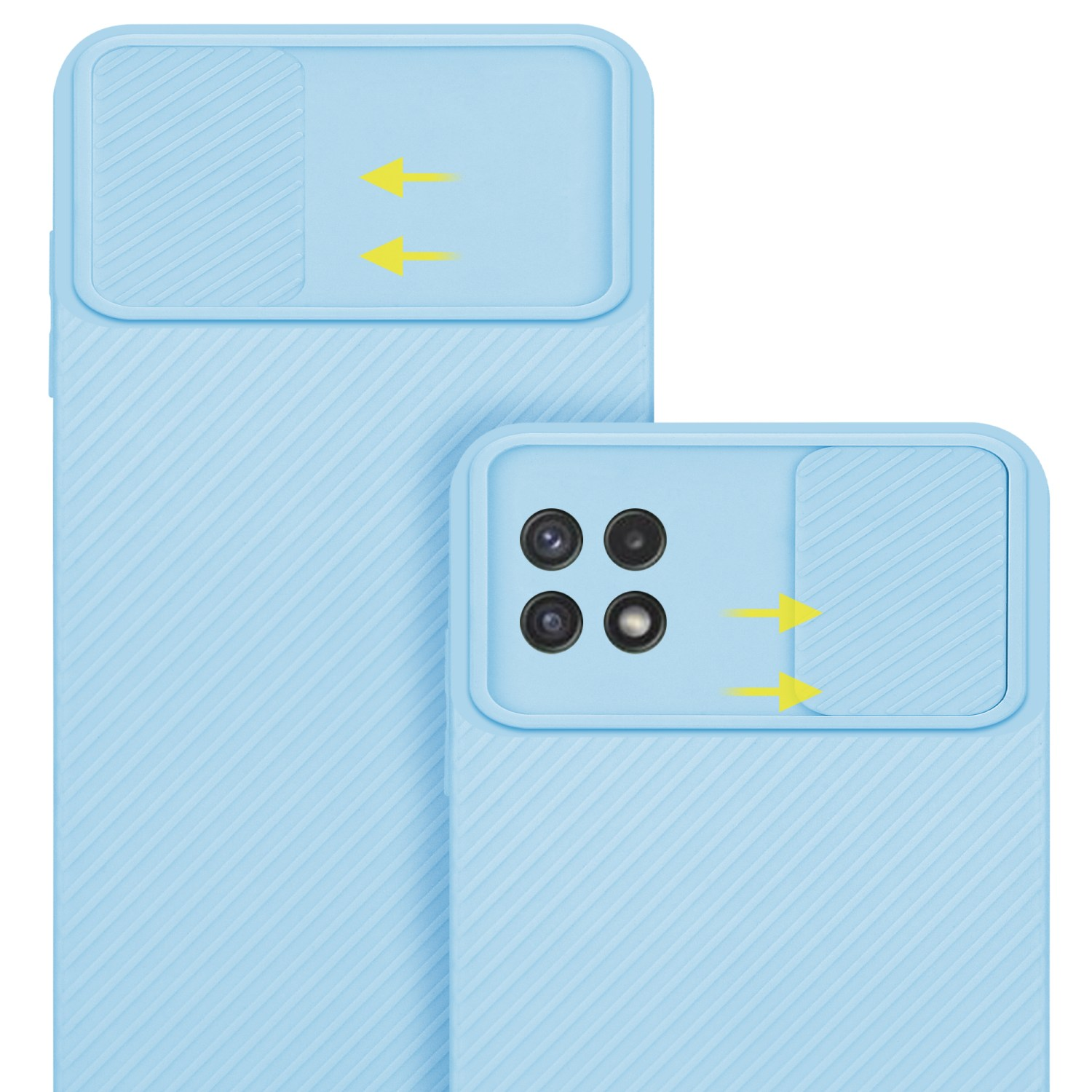 Kameraschutz, Galaxy A22 Backcover, Hell Hülle CADORABO Samsung, mit 5G, Bonbon Blau